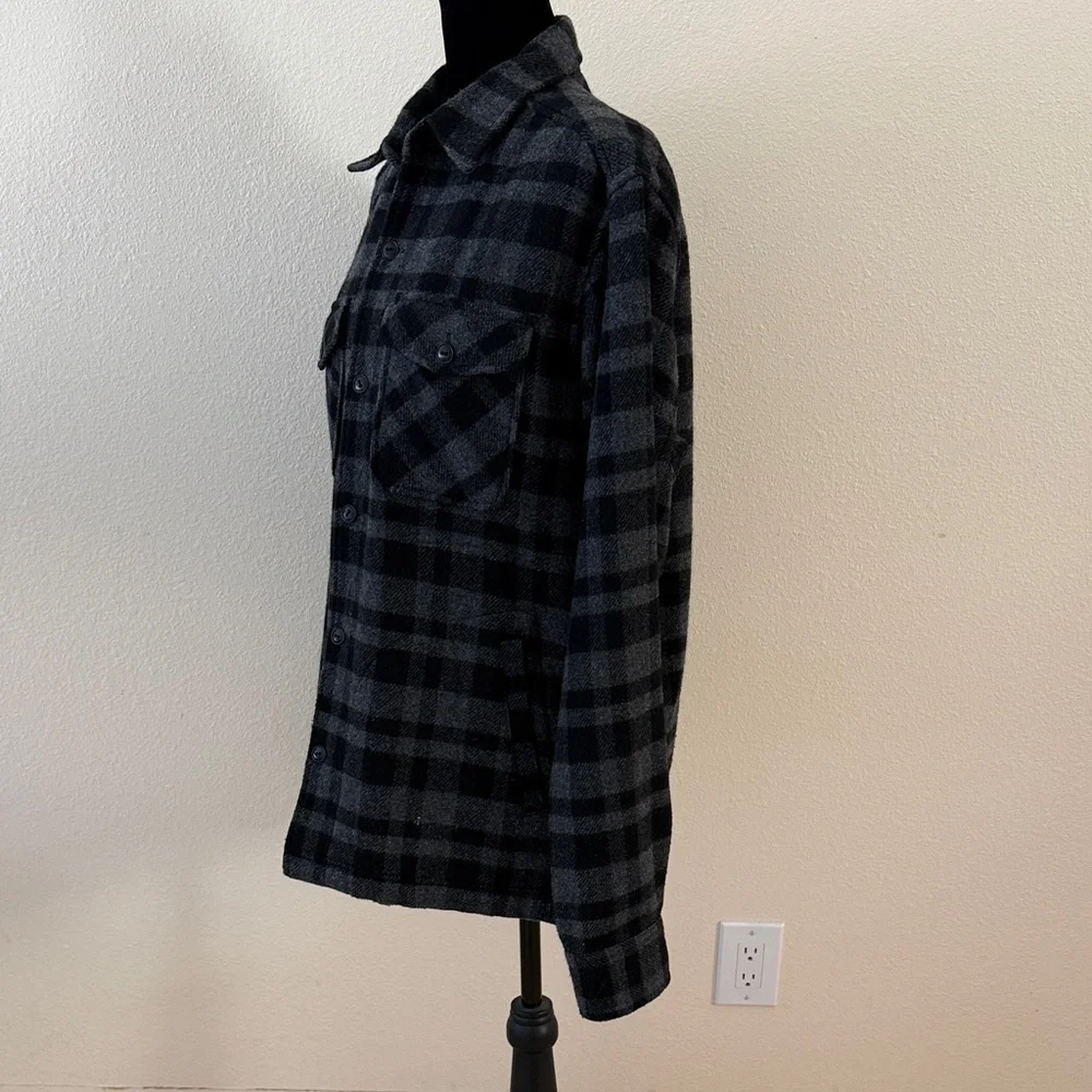 Men’s Theory Black & Gray Plaid Wool Jacket Shirt - Picture 4 of 14